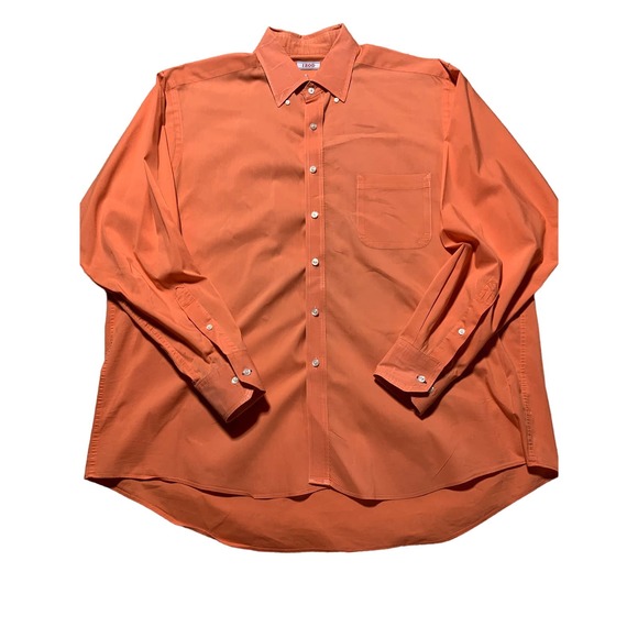 IZOD Mens 17.5 34/35 Salmon Classic Fit Stretchy Button Down Dress Shirt - Picture 1 of 10